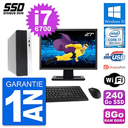 PC HP 400 G4 SFF Ecran 27" Intel Core i7-6700 RAM 8Go SSD 240Go Windows 10 Wifi - Occasion