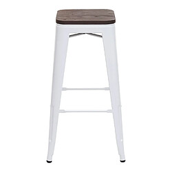 Avis Decoshop26 Lot de 2 tabourets de bar style industriel factory en métal blanc assise en bois 04_0000485