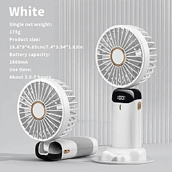 Mini Ventilateur Portatif USB Ventilateurs Suspendus Portables Pliables pour le Cou 5 Vitesses USB Blanc--