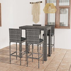 Maison Chic Ensemble de bar de jardin 5 pcs et coussins,Table + chaises + coussins de jardin Résine tressée Gris -GKD257664