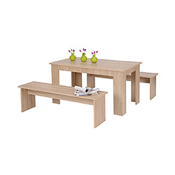 Mes Ensemble table et 2 bancs 139x80x75 cm naturel