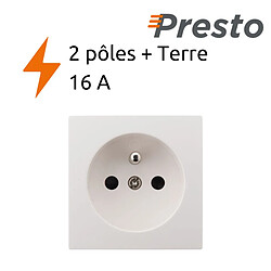 Prise 16A 2P+T simple en saillie blanc - gamme Presto - Zenitech