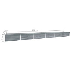 vidaXL Lit surélevé de jardin Acier galvanisé 600x80x45 cm Gris pas cher