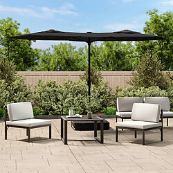 vidaXL Parasol de jardin à double tête avec LED noir 316x240 cm