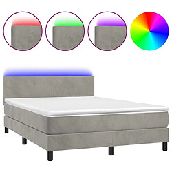 Sommier à lattes LED,Cadre à lattes de lit avec matelas pour Adulte Gris clair 140x190 cm -MN79626