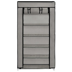 Acheter vidaXL Armoire à chaussures avec housse Gris 58x28x106 cm Tissu