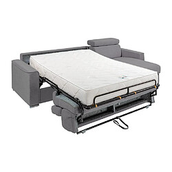 Vente-Unique Canapé d'angle réversible convertible express en tissu gris - Couchage 140 cm - Matelas 22 cm mémoire de forme - VIZIR pas cher