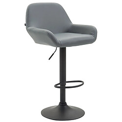 Decoshop26 Tabouret de bar chaise haute lounge en synthétique gris pieds métal noir mat 10_0000094