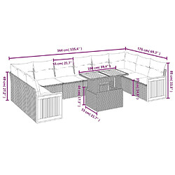 Avis vidaXL Salon de jardin 11 pcs avec coussins gris résine tressée