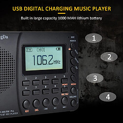 Acheter Universal Radios numériques portables, écrans à cristaux liquides, radios FM, AM, SW, haut-parleurs Bluetooth 5.0, magnétophones USB, lecteurs MP3(Le noir)