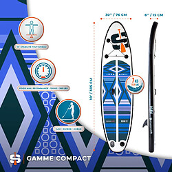 Avis Simple Paddle Stand up Paddle Gonflable ROAM 10' 30'' 6'' (295 x 76 x 15 cm) Gamme COMPACT avec Pagaie, Leash, Pompe et Sac de Transport