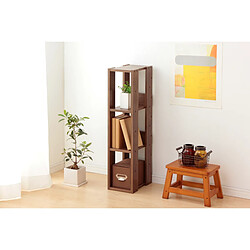 Iris Ohyama, Open Wood Rack OWR-200 Etagère 3 casiers/Meuble de rangement 3 étages en bois, Chêne brun, L20 cm