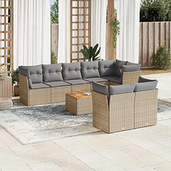 Maison Chic Salon de jardin avec coussins 9 pcs | Ensemble de Table et chaises | Mobilier d'Extérieur beige résine tressée -GKD58392