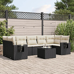 Maison Chic Ensemble Tables et chaises d'extérieur 8 pcs avec coussins,Salon de jardin noir résine tressée -GKD652210