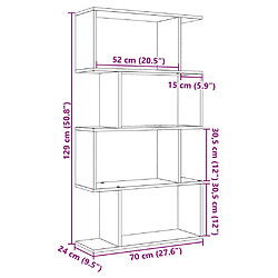 vidaXL Étagère séparatrice de pièce à 4 niveaux vieux bois 70x24x129cm pas cher