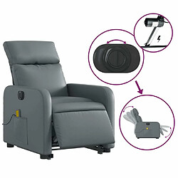 Maison Chic Fauteuil Relax pour salon, Fauteuil inclinable de massage électrique gris similicuir -GKD37100 pas cher