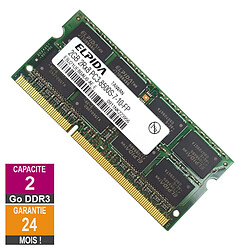 Barrette Mémoire 2Go RAM DDR3 Elpida EBJ21UE8BAU0-AE-E SO-DIMM PC3-8500 1066MHz 2Rx8 - Reconditionné