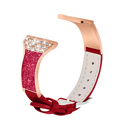 Bracelet en cuir véritable céramique, décor strass, sangle réglable, rouge pour votre Fossil Gen 5 Garrett