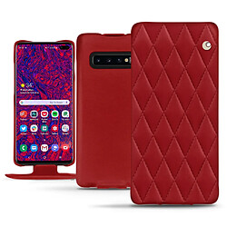 Housse cuir Samsung Galaxy S10 5G - Rabat vertical - Rouge - Couture ( Nappa - Pantone #d50032 ) - NOREVE