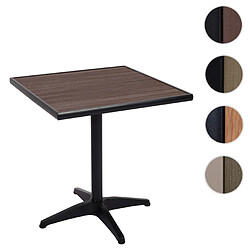 Mendler Table de jardin HWC-J95, table de balcon table de bistrot, aluminium aspect bois ~ noir, marron-foncé