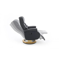 Acheter Inside 75 Fauteuil relax manuel PABLO assise confortable en cuir noir piétement bois naturel