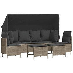 vidaXL Salon de jardin 5 pcs avec coussins gris clair résine tressée