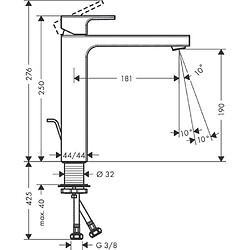 Mitigeur de lavabo HANSGROHE Vernis Shape avec tirette et vidage métallique chromé - 71590000