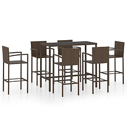 Maison Chic Table de bar et chaises d'extérieur 7 pcs,Ensemble de bar de jardin pour relax Résine tressée Marron -GKD872863