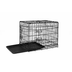 Avis dibea DC00491, Cage de transport pour chiens et petits animaux, boîte solide en fil métallique robuste, pliable, 2 Portes, avec Bac inférieur , Taille M