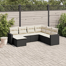 vidaXL Salon de jardin 7 pcs avec coussins noir résine tressée