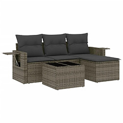 Maison Chic Salon de jardin 4 pcs avec coussins | Ensemble de Table et chaises | Mobilier d'Extérieur gris résine tressée -GKD75244