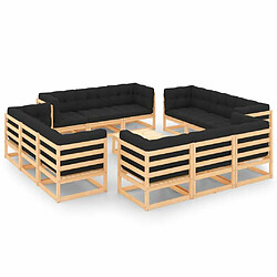 Maison Chic Salon de jardin 13 pcs + coussins - Mobilier/Meubles de jardin - Table et chaises d'extérieur Bois de pin massif -MN35022