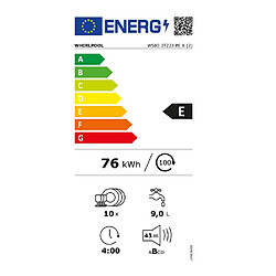 Lave-vaisselle 45cm 10 couverts 43db tout intégrable - wsio3t223pex - WHIRLPOOL