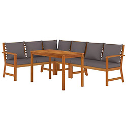 Avis Maison Chic Ensemble à manger d'extérieur 5 pcs avec coussins,Salon de jardin,Mobilier de jardin Bois acacia -GKD356287