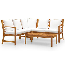 Maison Chic Salon de jardin 4 pcs - Table et chaises d'extérieur - Mobilier/Meubles de jardin Moderne avec coussin Crème Bois d'acacia solide -MN19427