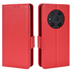 Etui en PU texture litchi, antichoc avec support rouge pour votre Honor Magic3