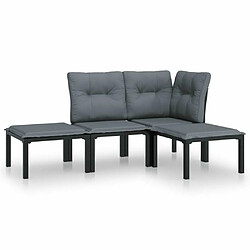 Maison Chic Salon de jardin 4 pcs - Table et chaises d'extérieur - Mobilier/Meubles de jardin Moderne noir et gris résine tressée -MN79344