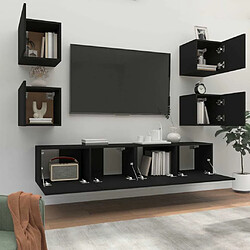 Avis Maison Chic Ensemble de meubles TV 6 pcs | Banc TV Moderne pour salon | Meuble de Rangement - Noir Bois d'ingénierie -MN81464