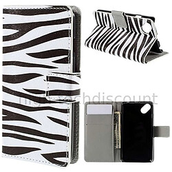 Htdmobiles Housse etui portefeuille PU cuir pour Wiko Sunny + film ecran - ZEBRE