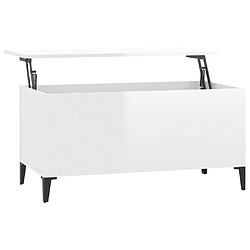 vidaXL Table basse Blanc brillant 90x44,5x45 cm Bois d'ingénierie