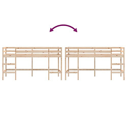 Vidaxl Lit mezzanine enfants échelle 90x200 cm bois pin massif pas cher