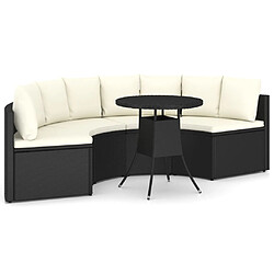 Maison Chic Salon de jardin 5 pcs + coussins - Mobilier/Meubles de jardin - Table et chaises d'extérieur Résine tressée Noir -MN22167