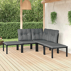 vidaXL Salon de jardin 5 pcs noir et gris résine tressée