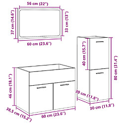 vidaXL Ensemble de meubles de salle de bain 3 pcs gris béton pas cher