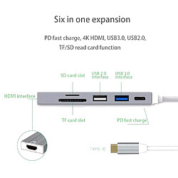 Acheter 6 en 1 USB Type C Hub USB Hdmi 4K C Hub Gigabit Ethernet Rj45 Adapter Lan