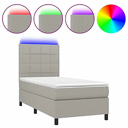 Sommier à lattes et LED,Cadre à lattes de lit avec matelas pour Adulte Gris clair 90x200cm -MN19020