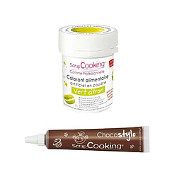 Scrapcooking Stylo chocolat + Colorant alimentaire Vert citron