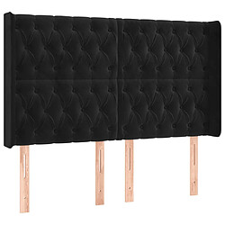 vidaXL Tête de lit avec oreilles Noir 147x16x118/128 cm Velours