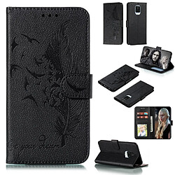 Etui en PU empreinte motif plume peau de litchi noir pour votre Xiaomi Redmi Note 9S/Note 9 Pro Max/Note 9 Pro