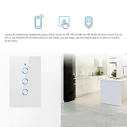 Wewoo Interrupteur connecté sans fil Touch mural en verre trempé, 2 voies, 120 mm, compatible avec Alexa et Google Home, AC 90V-250V 2A, prise US pas cher